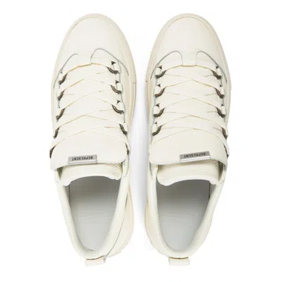 Represent Grained Leather Thick Sole Low-top Sneakers In White
