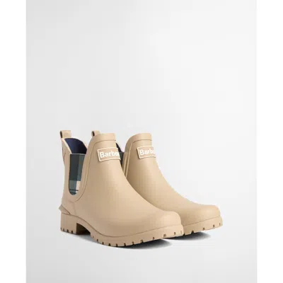 Barbour Plaid Panel Short Rain Boot In Neutral