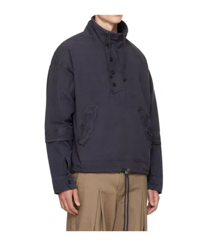 Entire Studios Single-breasted Casual Pullover Jacket In Blue