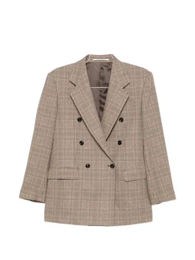 Tagliatore Check-pattern Double-breasted Jacket In Neutral