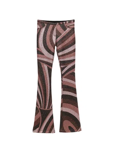 Pucci Printed Stretch-jersey Flared Pants In Red