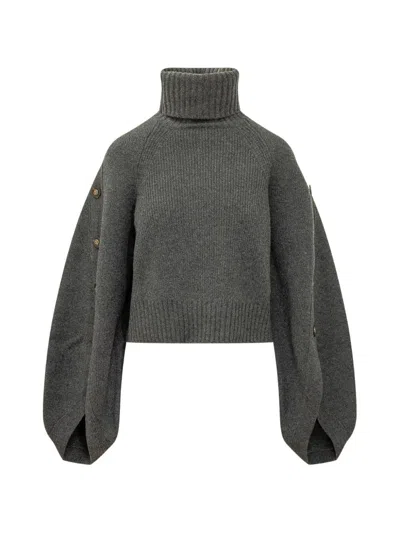 Zimmermann Valiant Merino Wool Turtleneck Sweater In Gray