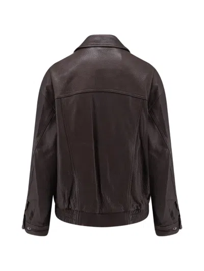 Dunst Oversized Grained-leather Jacket In Brown