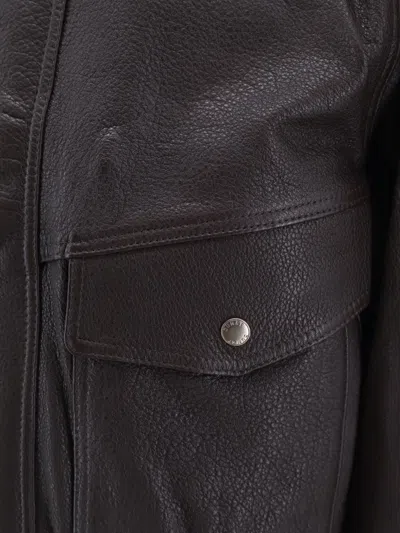 Dunst Oversized Grained-leather Jacket In Brown