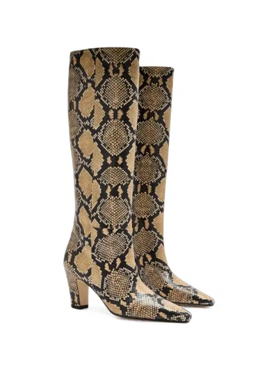 Aeyde Silva Snake-effect Knee-high Boots In Multi