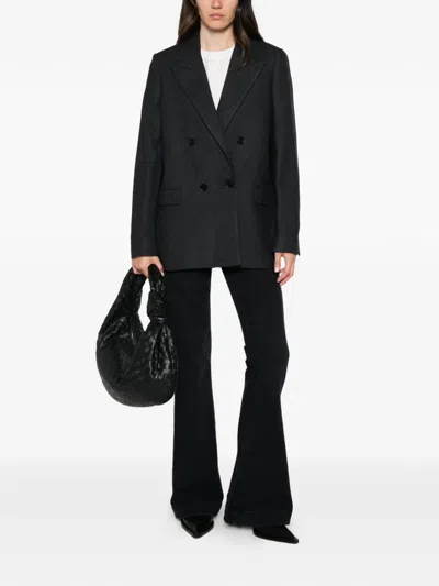 Closed Wool Blend Double-breasted Jacket In Black