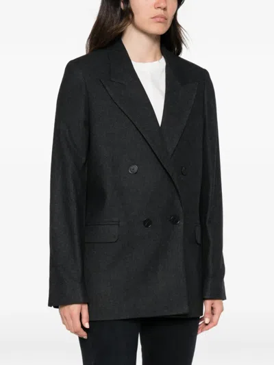 Closed Wool Blend Double-breasted Jacket In Black