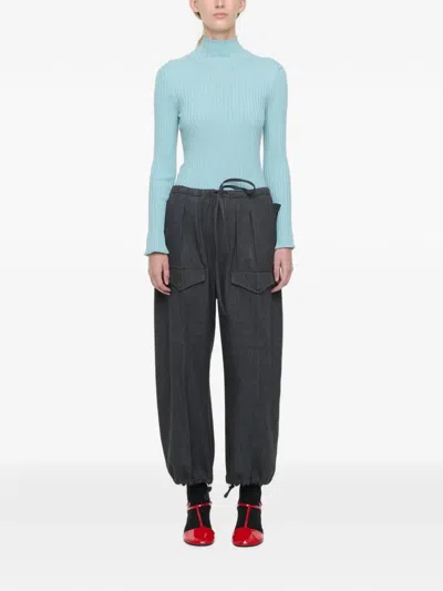 Plan C Drawstring Cargo Pants In Black