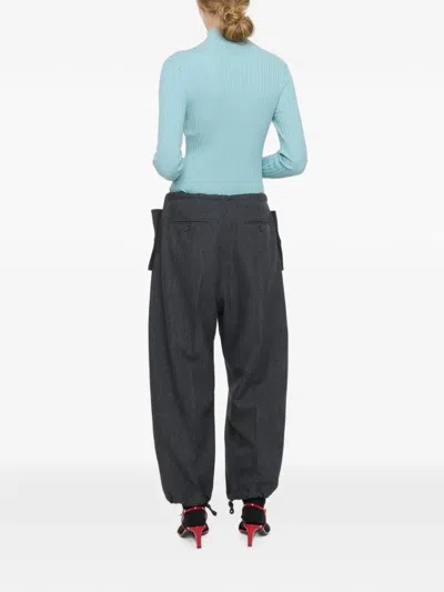 Plan C Drawstring Cargo Pants In Black
