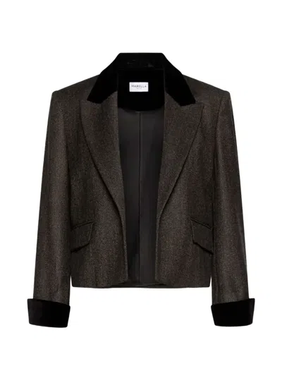 Marella Herringbone-pattern Cropped Jacket In Brown
