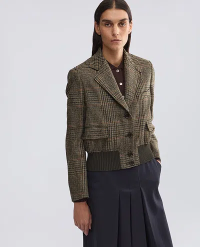 Aspesi Check-pattern Virgin Wool Jacket In Gray