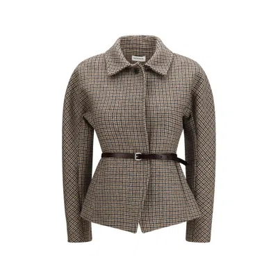 P.a.r.o.s.h Houndstooth-pattern Belted Jacket In Gray