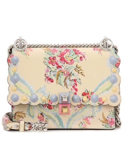 Shop Fendi Kan I Small Floral-printed Leather Shoulder Bag In Paeea
