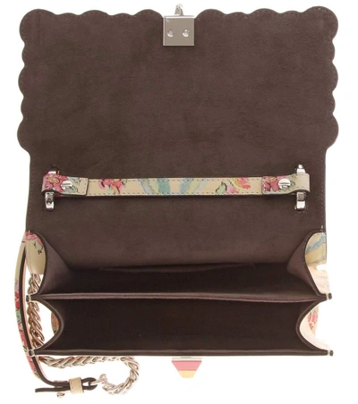 Shop Fendi Kan I Small Floral-printed Leather Shoulder Bag In Paeea