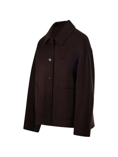 S Max Mara Button-up Patch-pocket Jacket In Brown