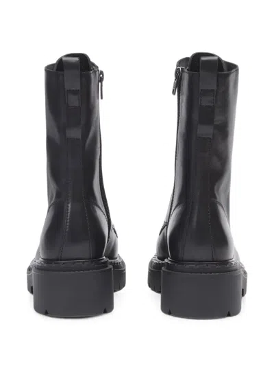 Ash Lace-up Leather Ankle Boots In Black