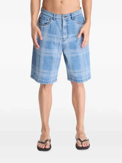 Pleasures Experiment Check-pattern Shorts In Blue