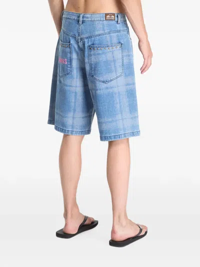 Pleasures Experiment Check-pattern Shorts In Blue