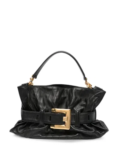 Balmain Anthem Medium Leather Tote In Black
