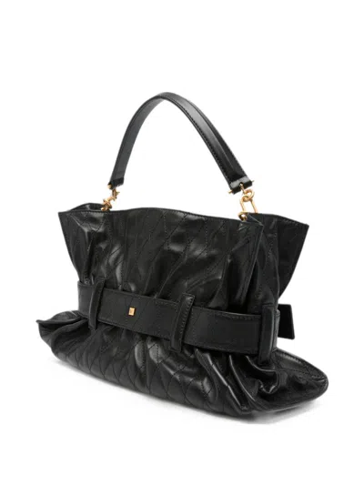 Balmain Anthem Medium Leather Tote In Black