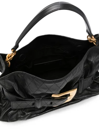Balmain Anthem Medium Leather Tote In Black