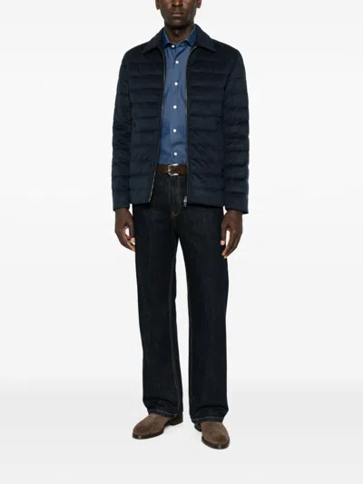 Herno Horizontal Quilted Jacket In Blue