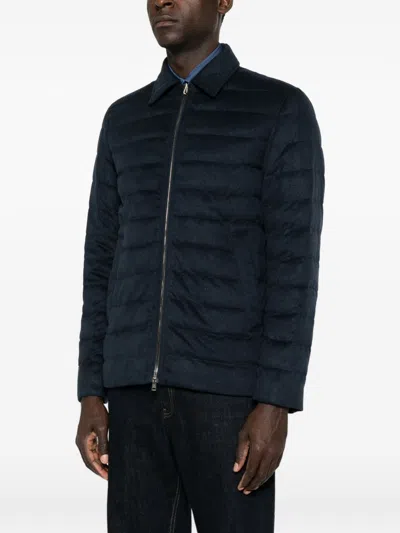 Herno Horizontal Quilted Jacket In Blue