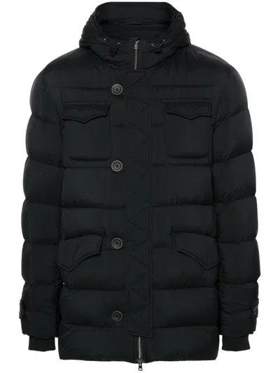 Herno Drawstring Hood Down Jacket In Black