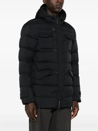 Herno Drawstring Hood Down Jacket In Black