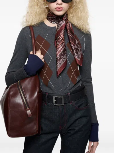 Acne Studios Checked Silk Scarf In White