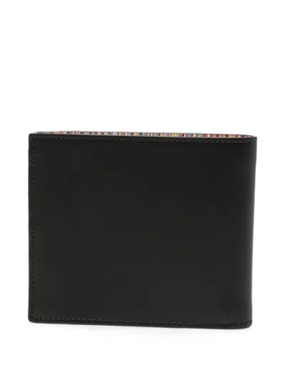 Paul Smith Leather Bifold Wallet Horizontal Folding Design In Black