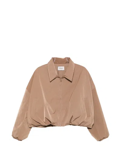 Sosue Drawstring Short Jacket In Brown