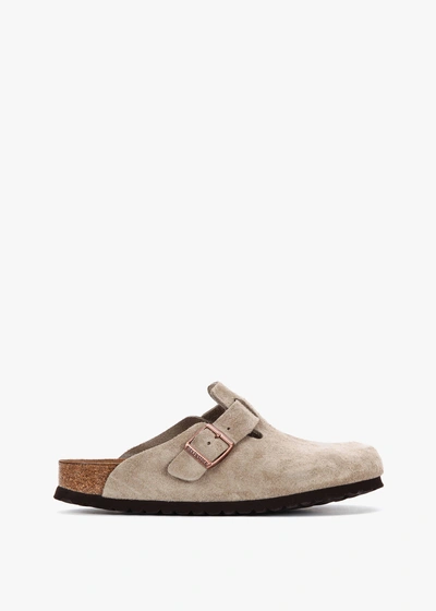 Birkenstock Boston Soft Footbed Suede In Taupe