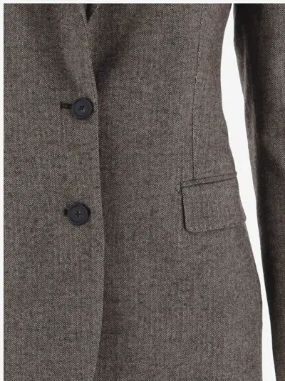 Tagliatore Wool Blend Jacket With Herringbone Pattern In Gray