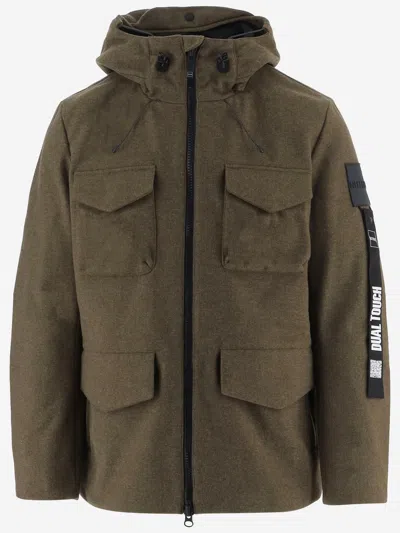 Outhere Technical Wool Blend Jacket With Multiple Pockets In Green