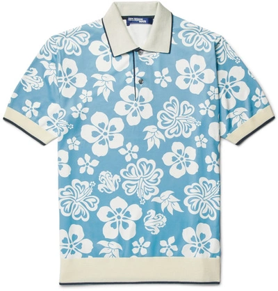Junya Watanabe Floral-print Jersey Polo Shirt