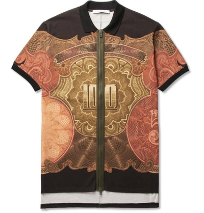 Shop Givenchy Columbian-fit Printed Cotton-piqué Zip-up Polo Shirt