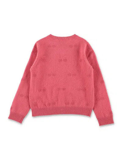Bonpoint Manon Naturally Dyed Cashmere Crewneck Cardigan For Girls In Red