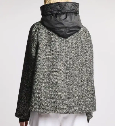 Fay Herringbone Toggle Coat In Black