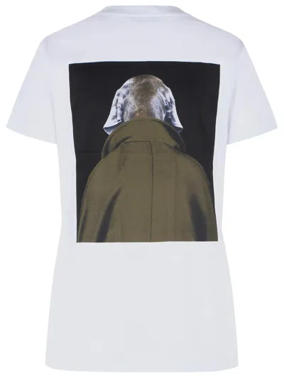 Max Mara Slim Fit Cotton T-shirt With Graphic Print And Contrast Logo In White
