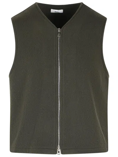 Rier Zip-up Wool Vest In Green