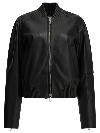 Sportmax Sheep Nappa Leather Jacket With Elastic Quilted Detailing In Black