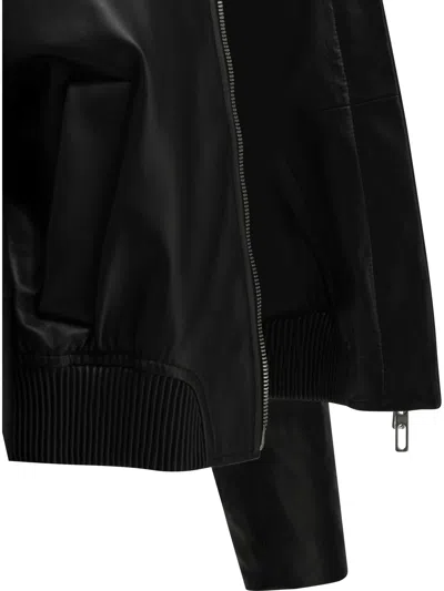 Sportmax Sheep Nappa Leather Jacket With Elastic Quilted Detailing In Black