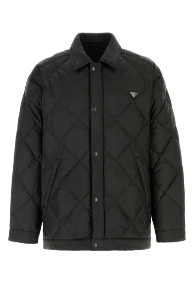 Prada Black Polyester Down Jacket In Black