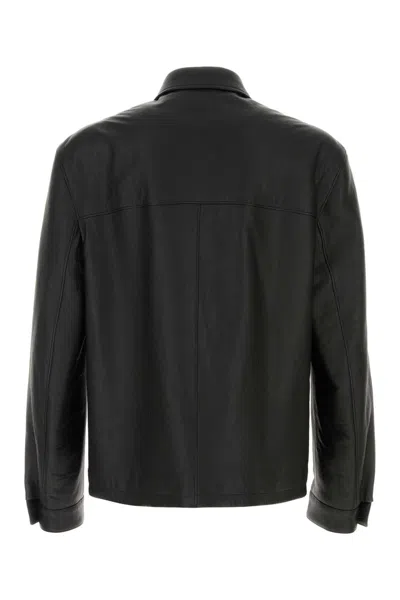 Prada Black Leather Jacket In Black