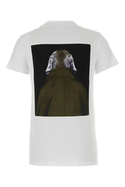 Max Mara Slim Fit Cotton T-shirt With Graphic Print And Contrast Logo In White