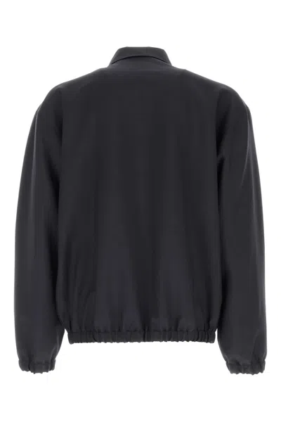 Prada Wool Blend Bomber Jacket Elasticated Cuffs In Black