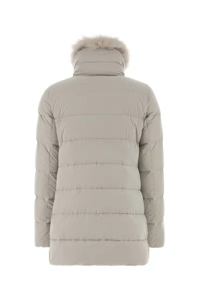 Moorer Lightweight Nylon Down Jacket With Detachable Hood In Gray