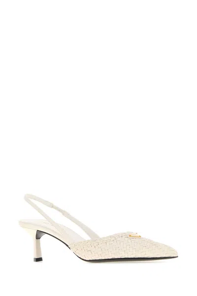 Prada White Leather Pumps In White