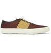 DRIES VAN NOTEN LEATHER-TRIMMED MESH SNEAKERS - BURGUNDY